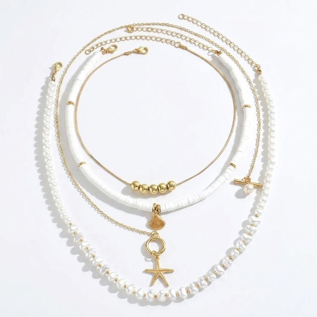 CJDROPSHIPPING — CJDROPSHIPPING Ocean Geometric Shell & Faux Pearl Clavicle Jewelry Set
