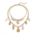 CJDROPSHIPPING — CJDROPSHIPPING Resort Starfish Conch & Seahorse Gold Necklace Women