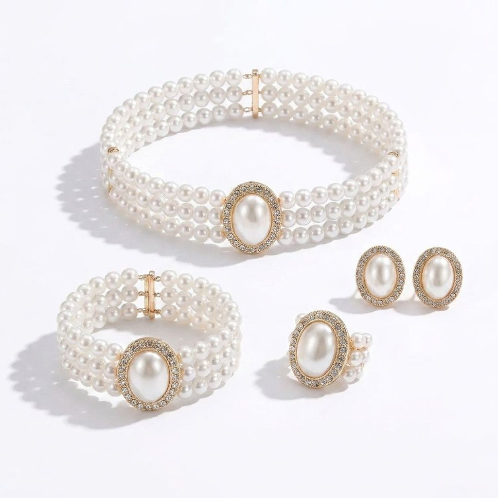 CJDROPSHIPPING — CJDROPSHIPPING Women's Multi-Layer Jewelry Set with Faux Pearl & Cubic Zirconia Necklace, Bracelet & Earrings for Women