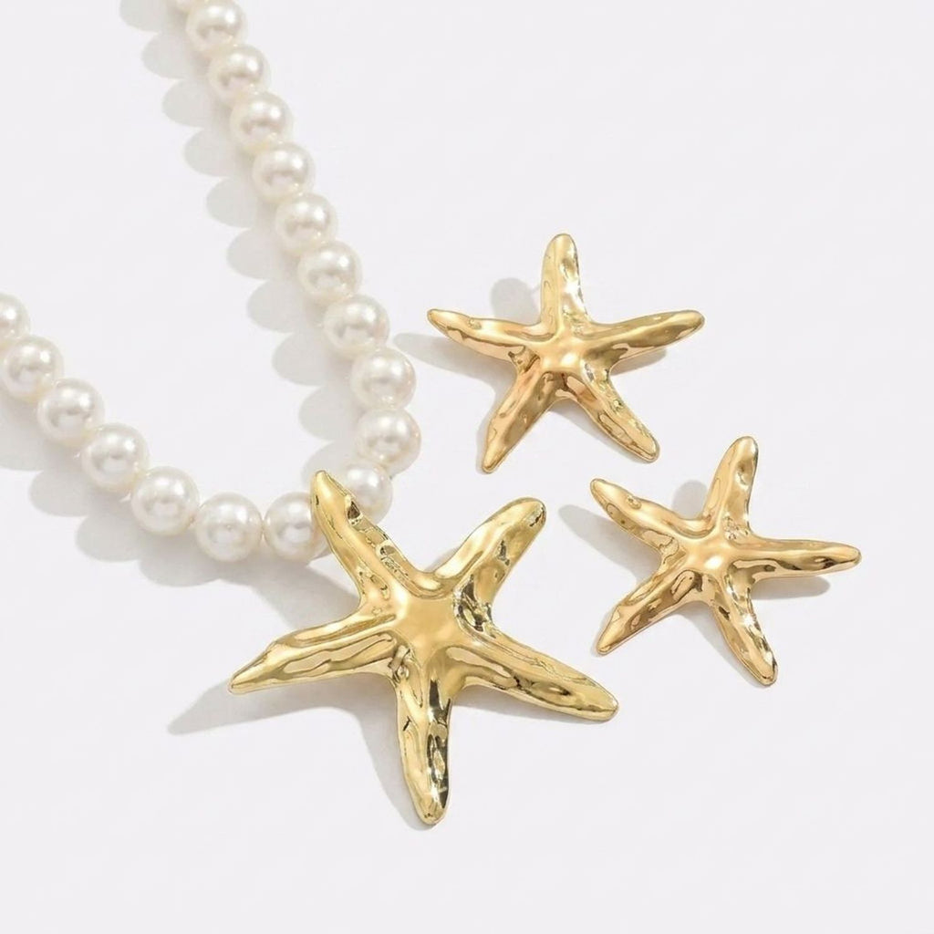 CJDROPSHIPPING — CJDROPSHIPPING Women's Starfish Faux Pearl Necklace & Drop Earrings Jewelry Set