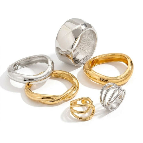 CJDROPSHIPPING — Exaggerated Glossy Wide Open Bangle Bracelet for Women — all variants