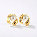 CJDROPSHIPPING — Geometric Faux Pearl Stud Earrings for Women, Circle Design
