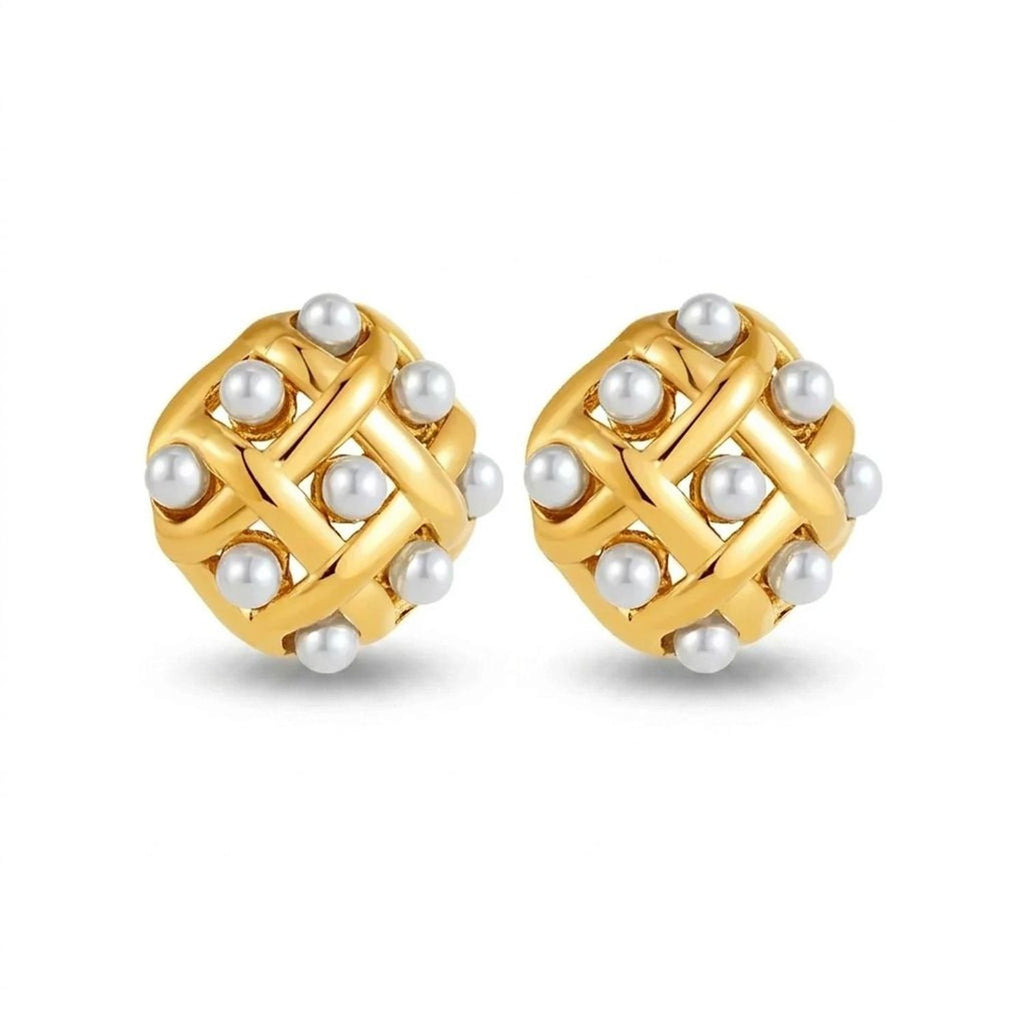 CJDROPSHIPPING — Geometric Faux Pearl Stud Earrings for Women, Circle Design