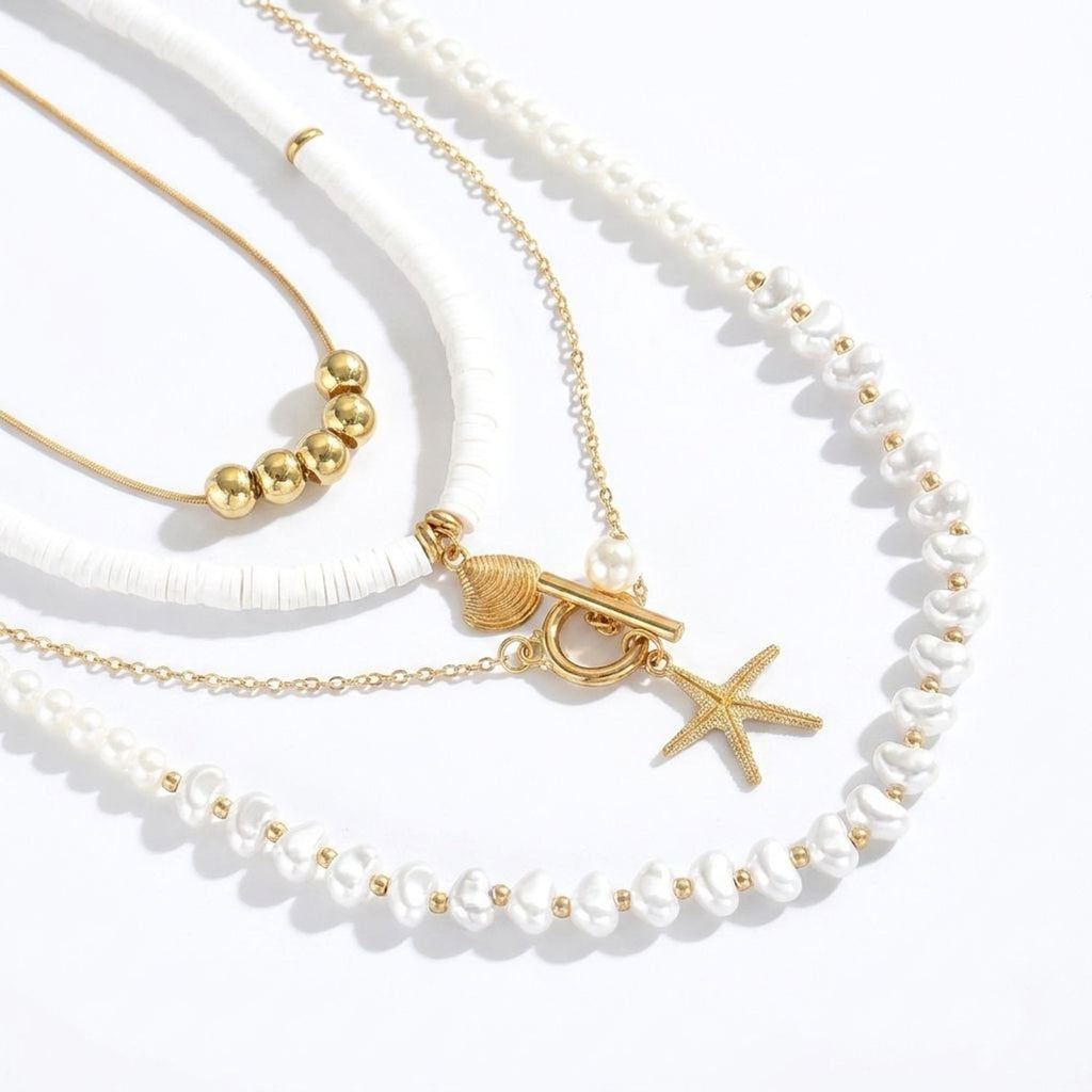 CJDROPSHIPPING — Ocean Geometric Shell & Faux Pearl Clavicle Jewelry Set
