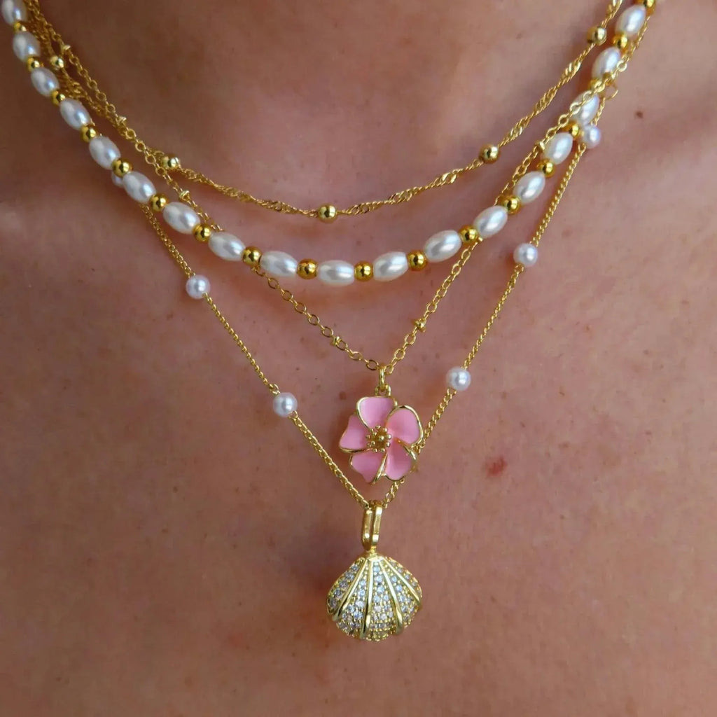 CJDROPSHIPPING — Retro Titanium Steel Gemstone Pendant Gold Necklace