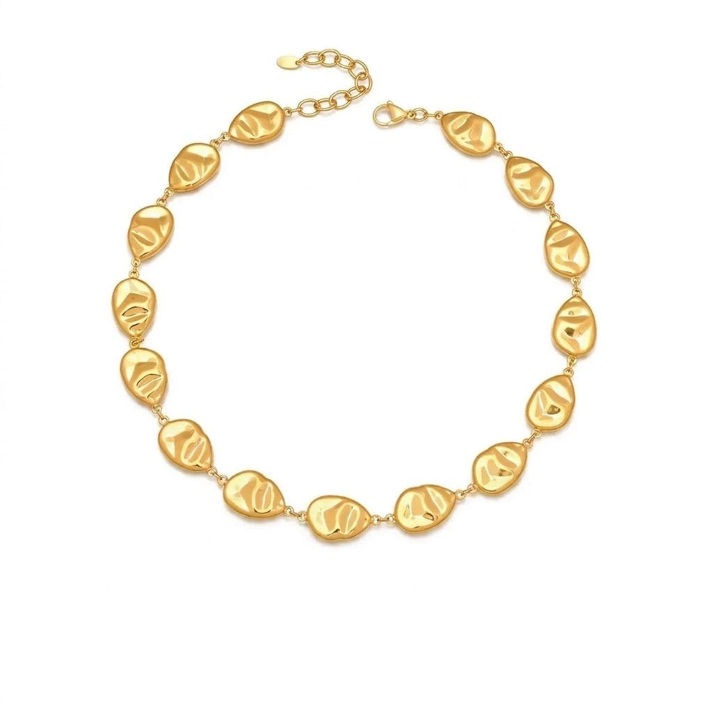 CJDROPSHIPPING Textured Hollow Stainless Steel Gold Chain Necklace for Women