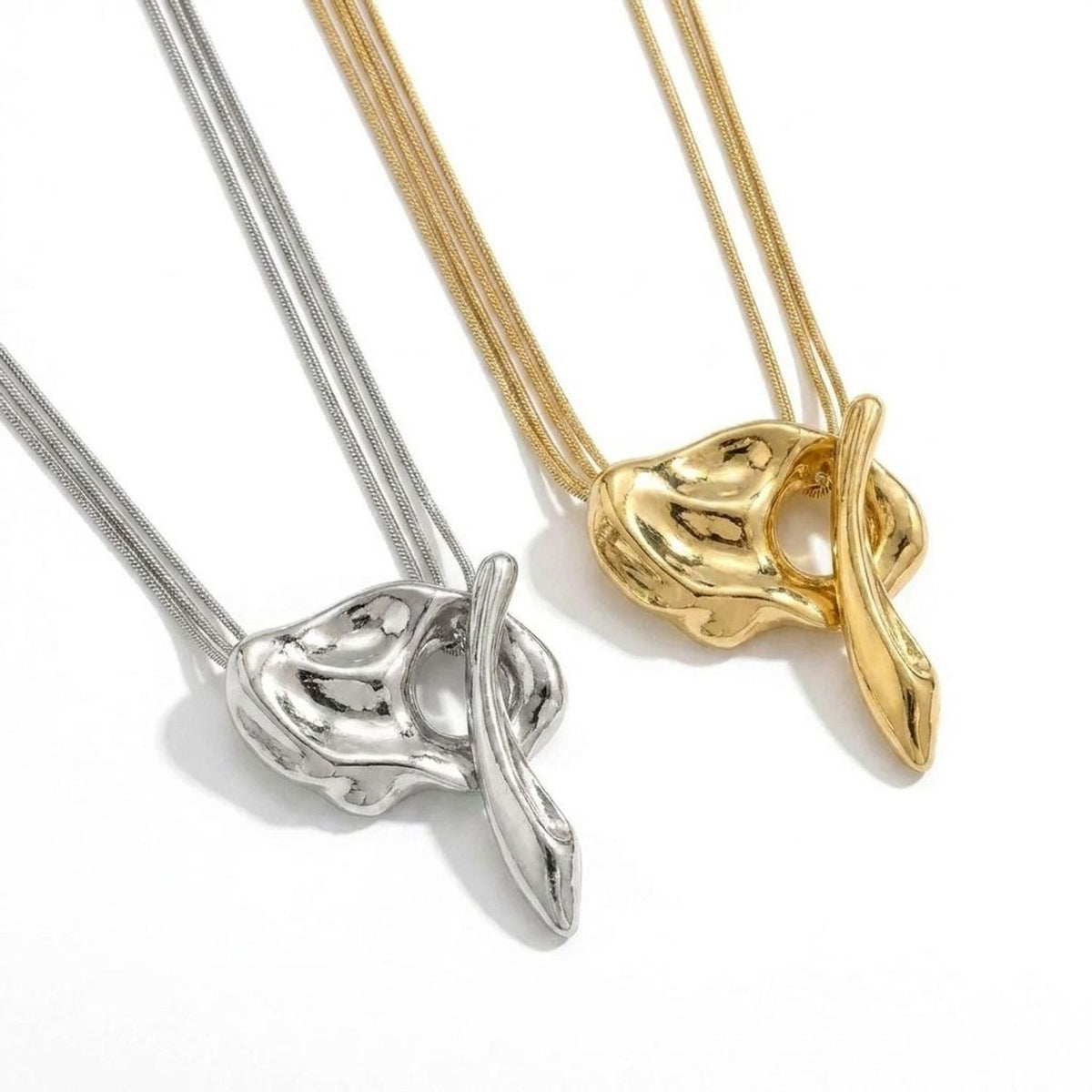 CJDROPSHIPPING — Women Geometric Irregular Pendant OT Buckle Clavicle Chain Gold Necklace — all variants