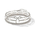 CJDROPSHIPPING — Woven Faux Pearl Bracelets for Women, Geometric Bowknot Set