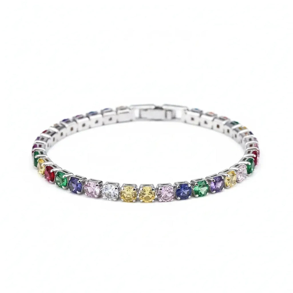 Classic 4mm Cubic Zirconia Tennis Bracelet - Gold & White Gold