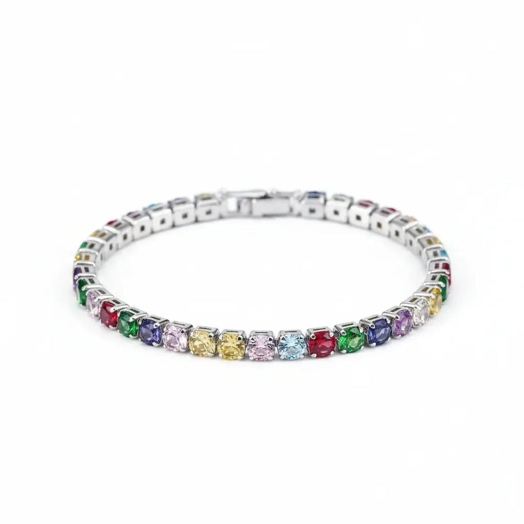 Classic 4mm Cubic Zirconia Tennis Bracelet - Gold & White Gold