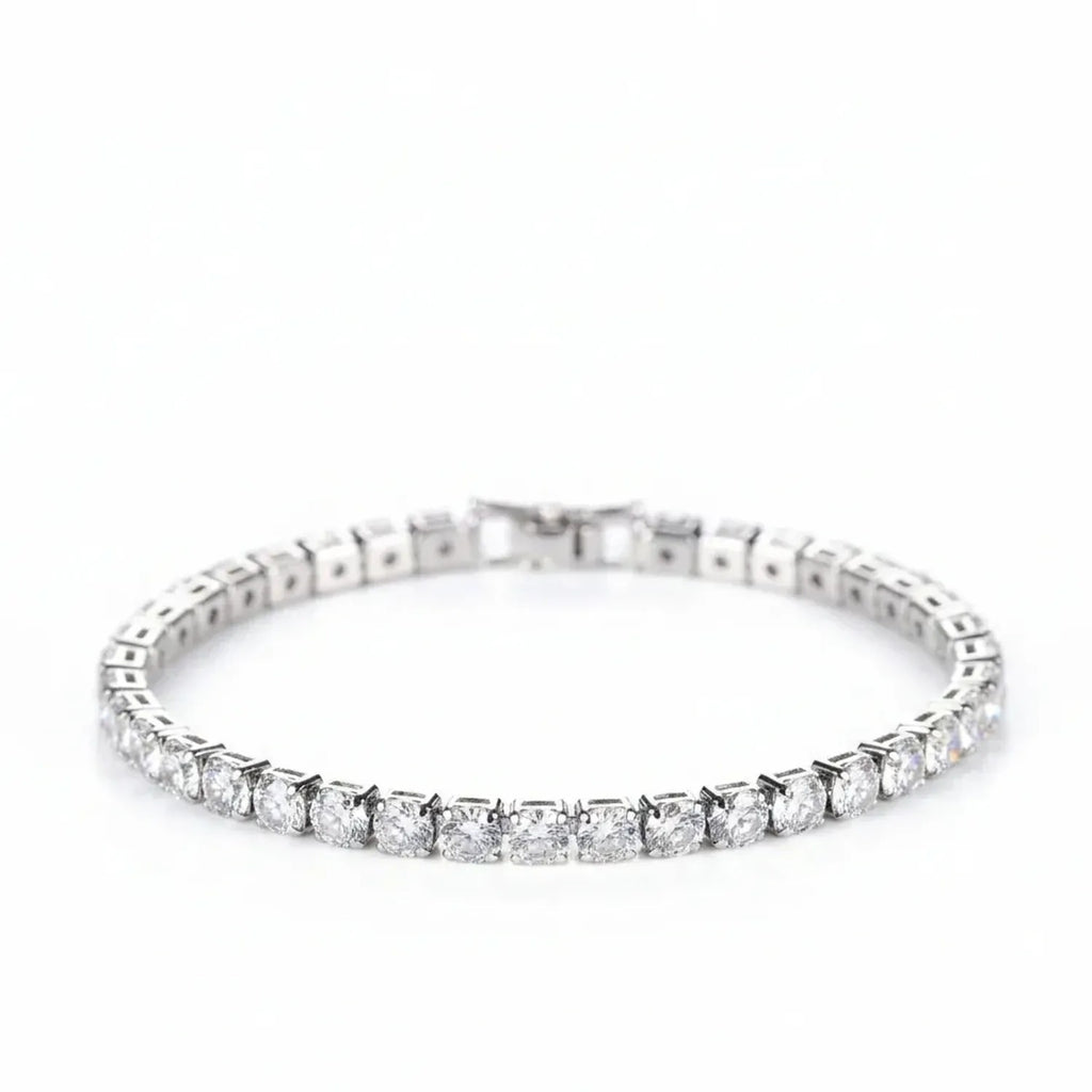 Classic 4mm Cubic Zirconia Tennis Bracelet - Gold & White Gold