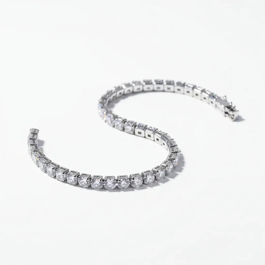 Classic 4mm Cubic Zirconia Tennis Bracelet - Gold & White Gold