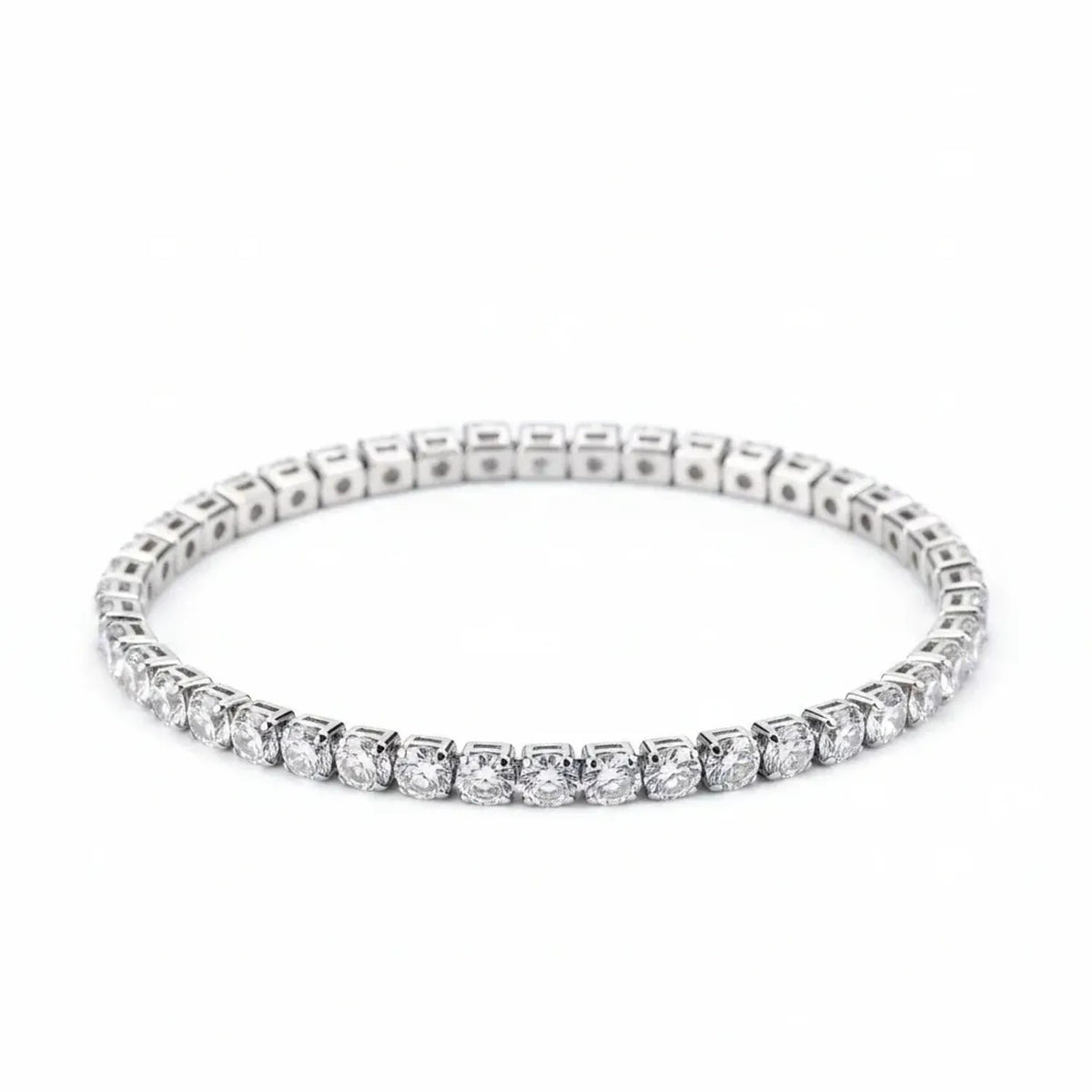Classic 4mm Cubic Zirconia Tennis Bracelet - Gold & White Gold