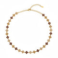 Colored zircon four-leaf clover champagne necklace