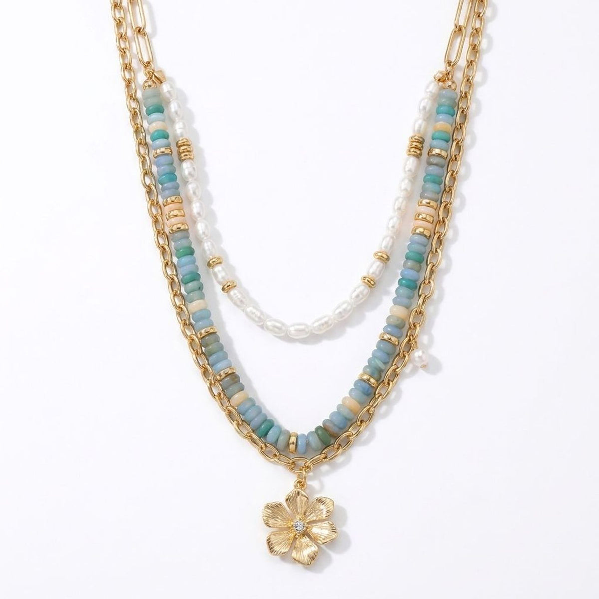 Colorful Beaded Heart Pendant Layered Necklace for Women, Y2K Clavicle Chain