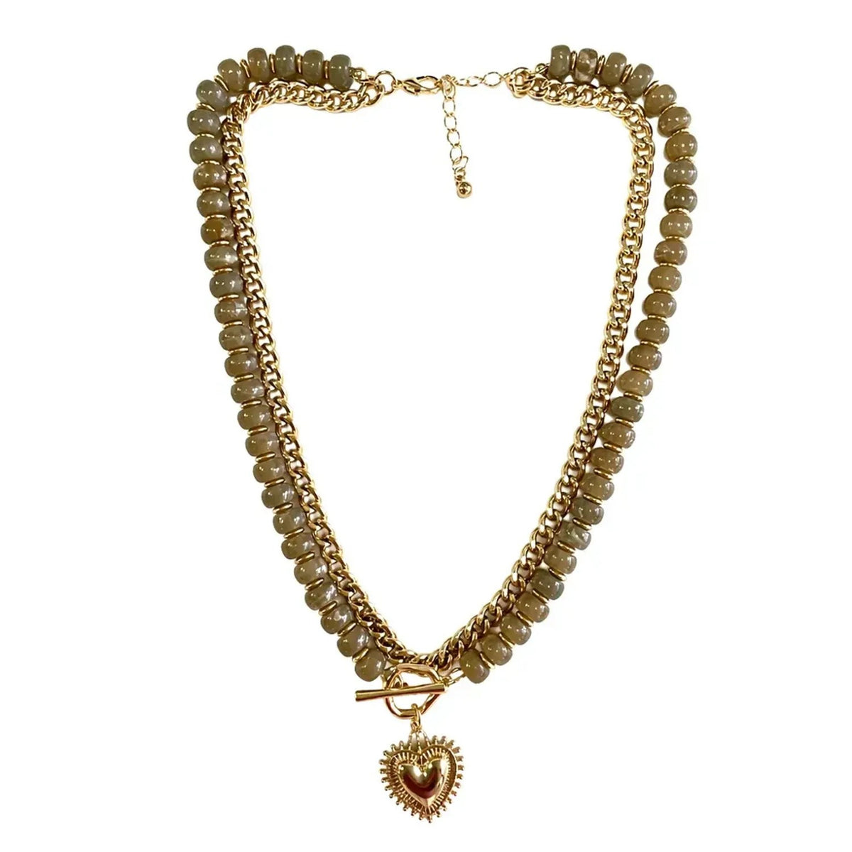 Colorful Beaded Heart Pendant Layered Necklace for Women, Y2K Clavicle Chain