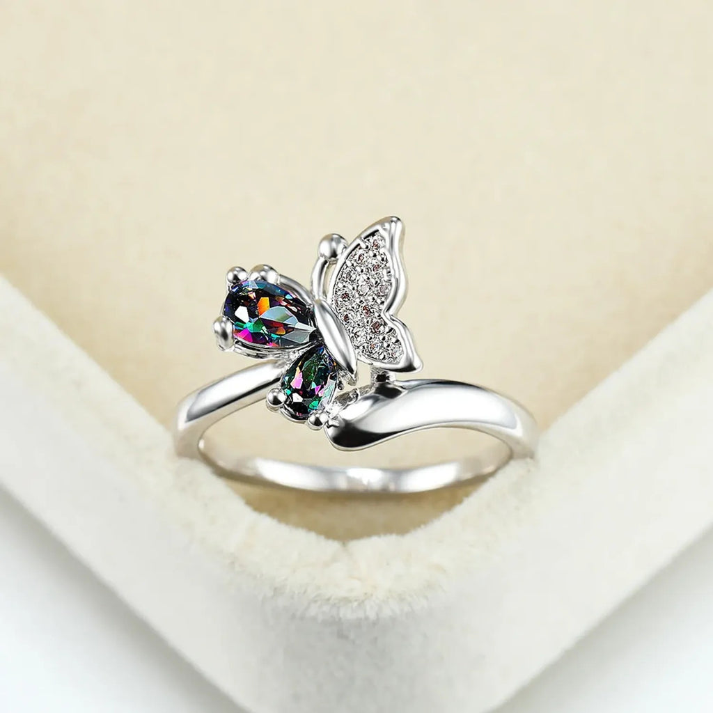 Colorful Butterfly Diamond Ring — Socialite Elegant