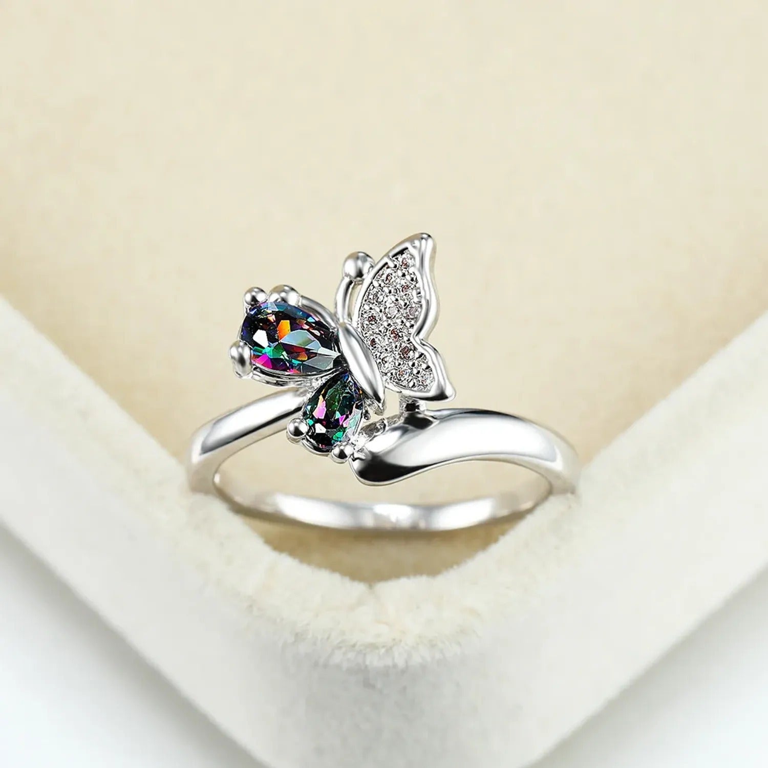 Colorful Butterfly Diamond Ring — Socialite Elegant