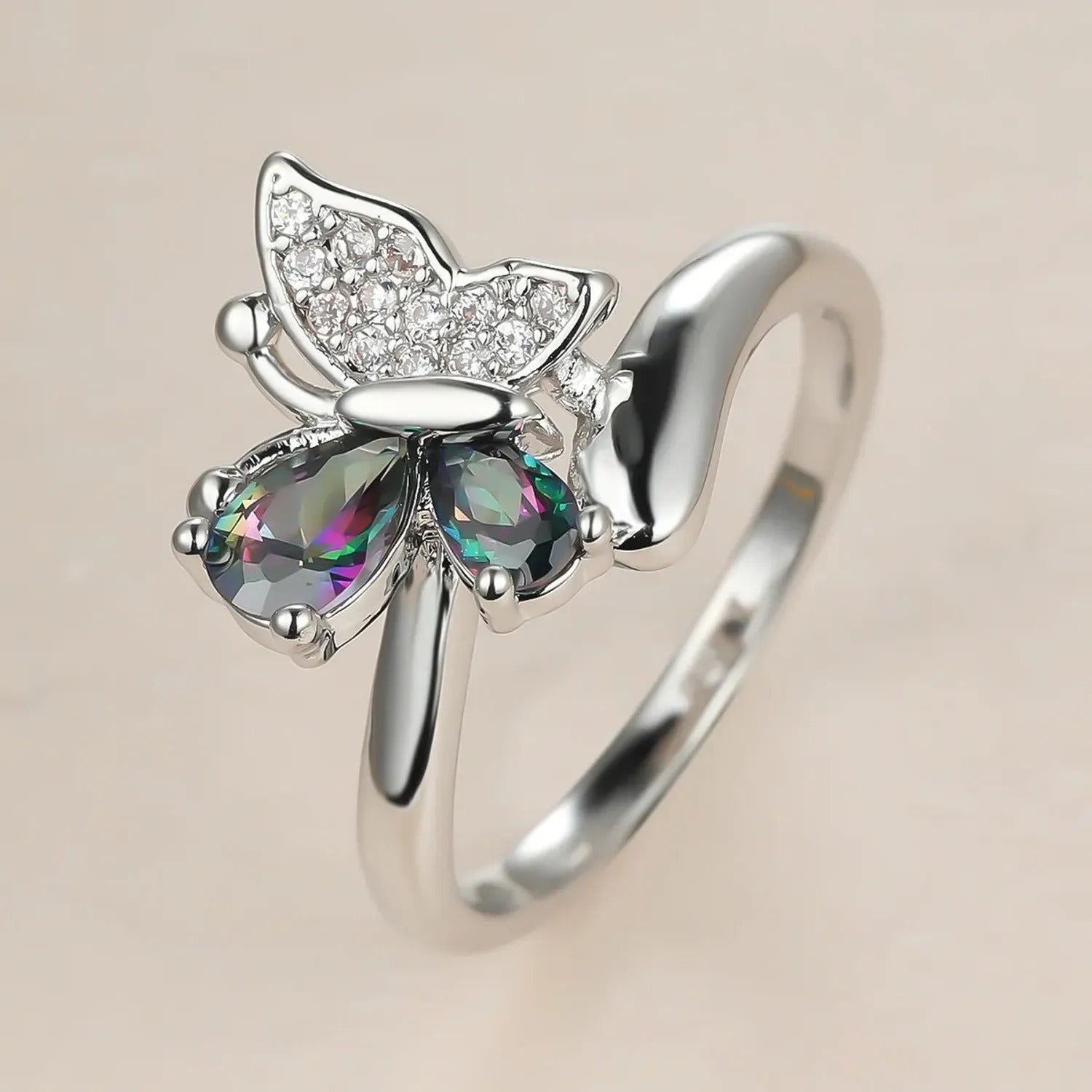 Colorful Butterfly Diamond Ring — Socialite Elegant
