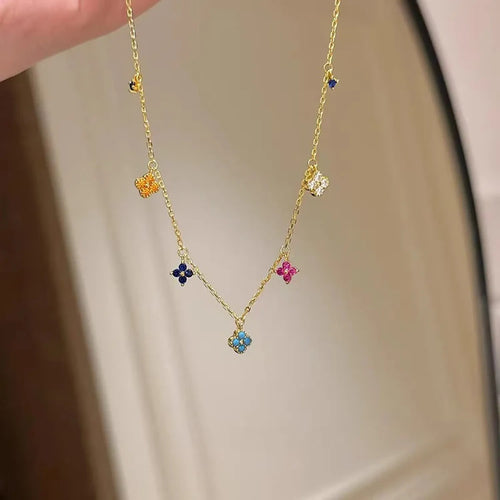 Colorful Four-Leaf Clover Gold-Finish Jewelry Set