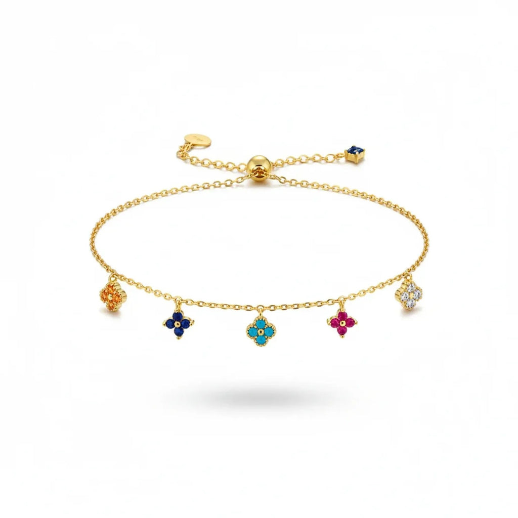 Colorful Four-Leaf Clover Gold-Finish Jewelry Set