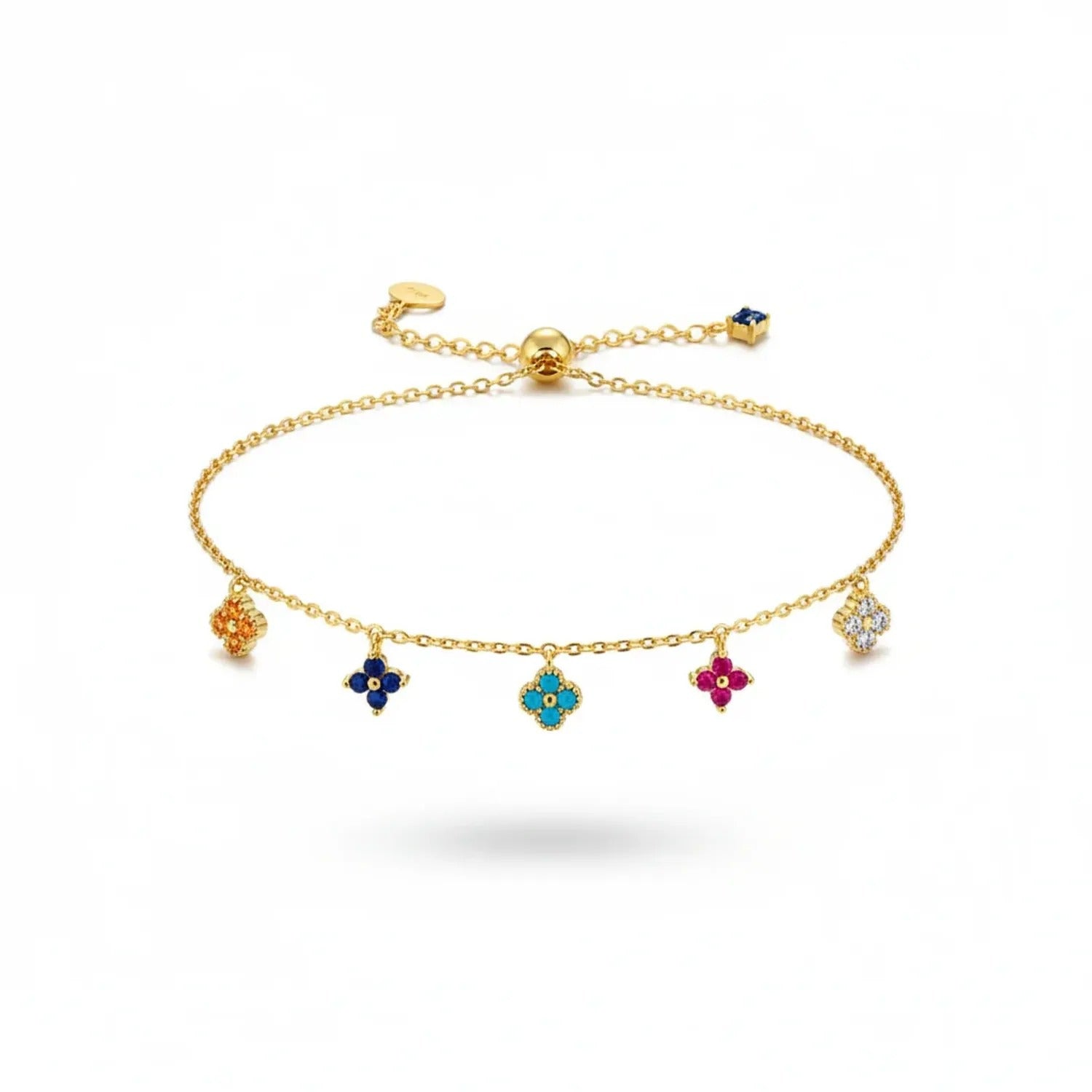 Colorful Four-Leaf Clover Gold-Finish Jewelry Set