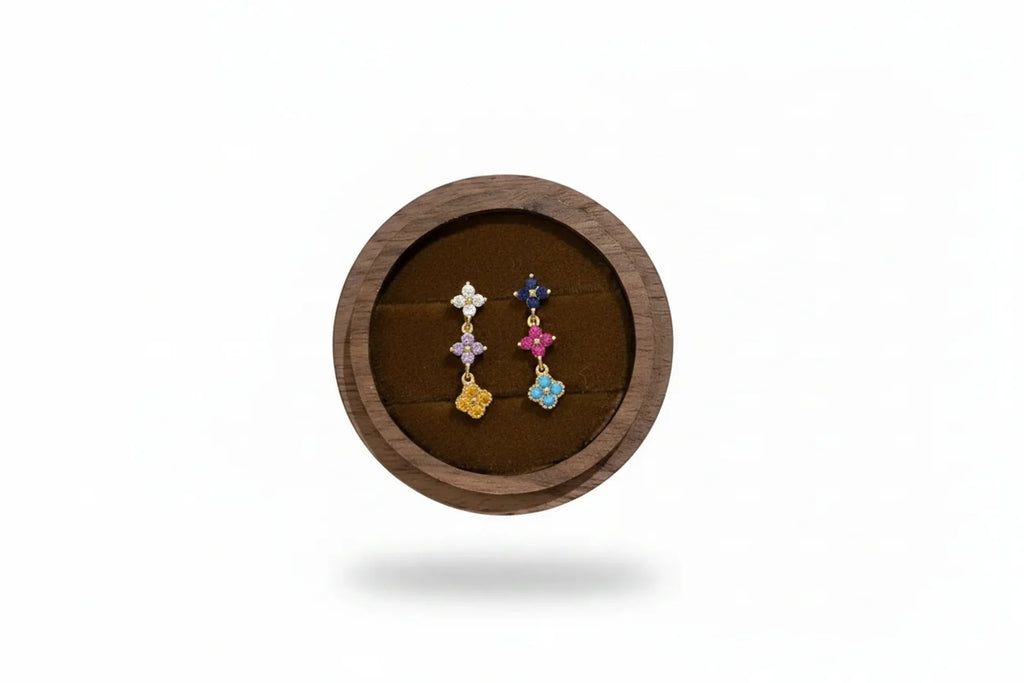 Colorful Four-Leaf Clover Gold-Finish Jewelry Set