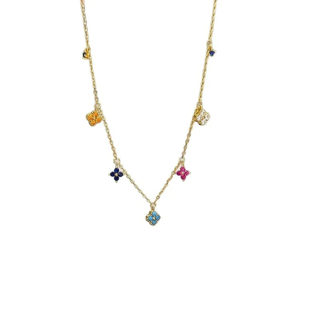 Colorful Four-Leaf Clover Gold-Finish Jewelry Set