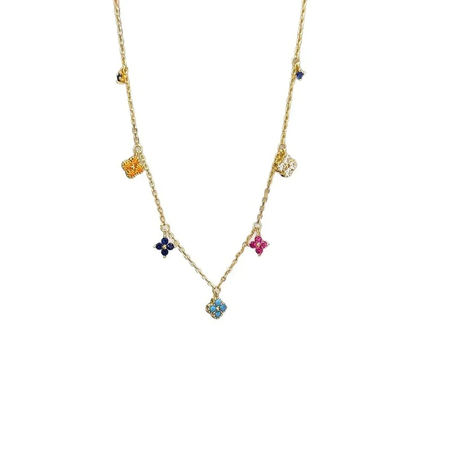 Colorful Four-Leaf Clover Gold-Finish Jewelry Set