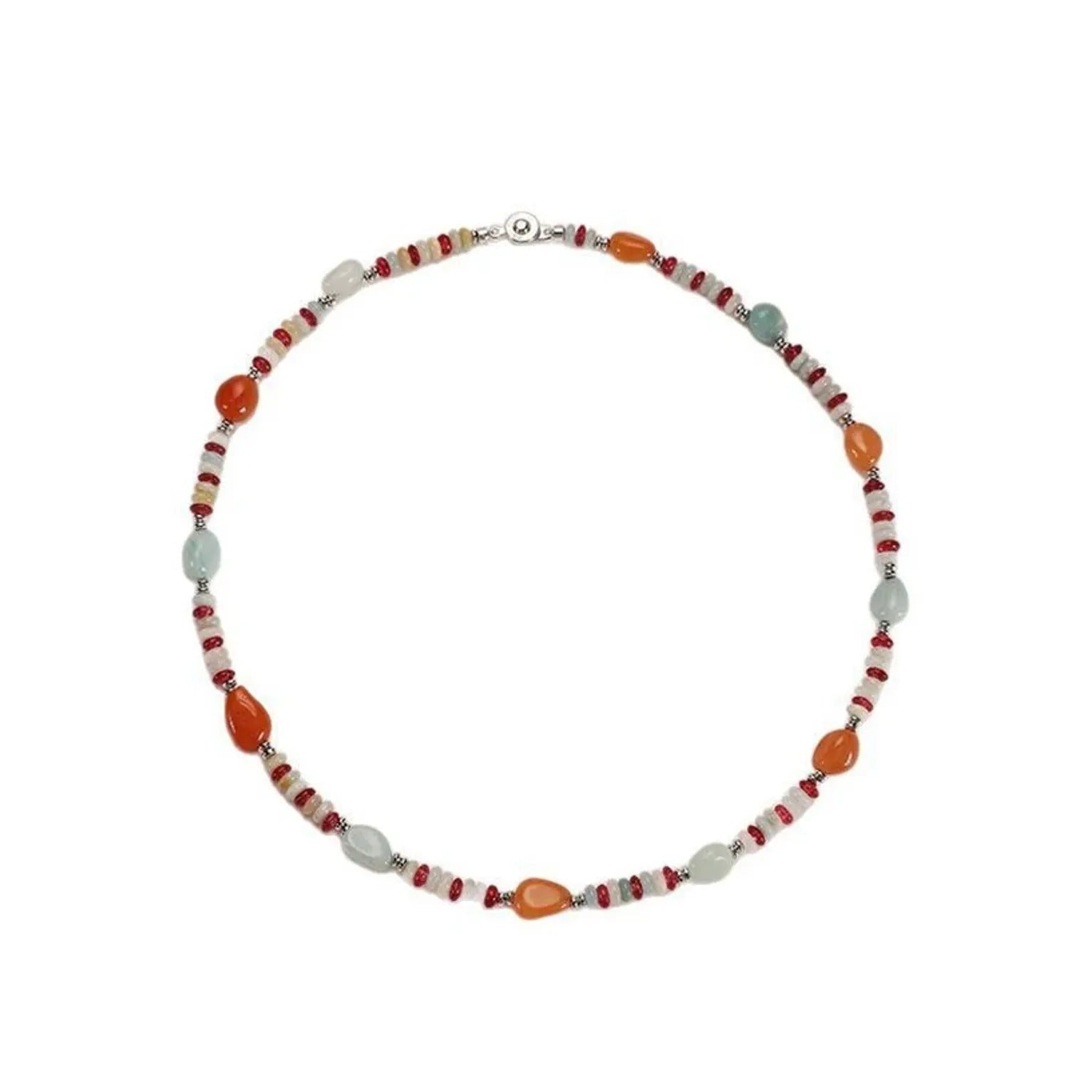 Colorful Natural Stone Snap Necklace & Bracelet