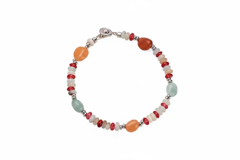 Colorful Natural Stone Snap Necklace & Bracelet