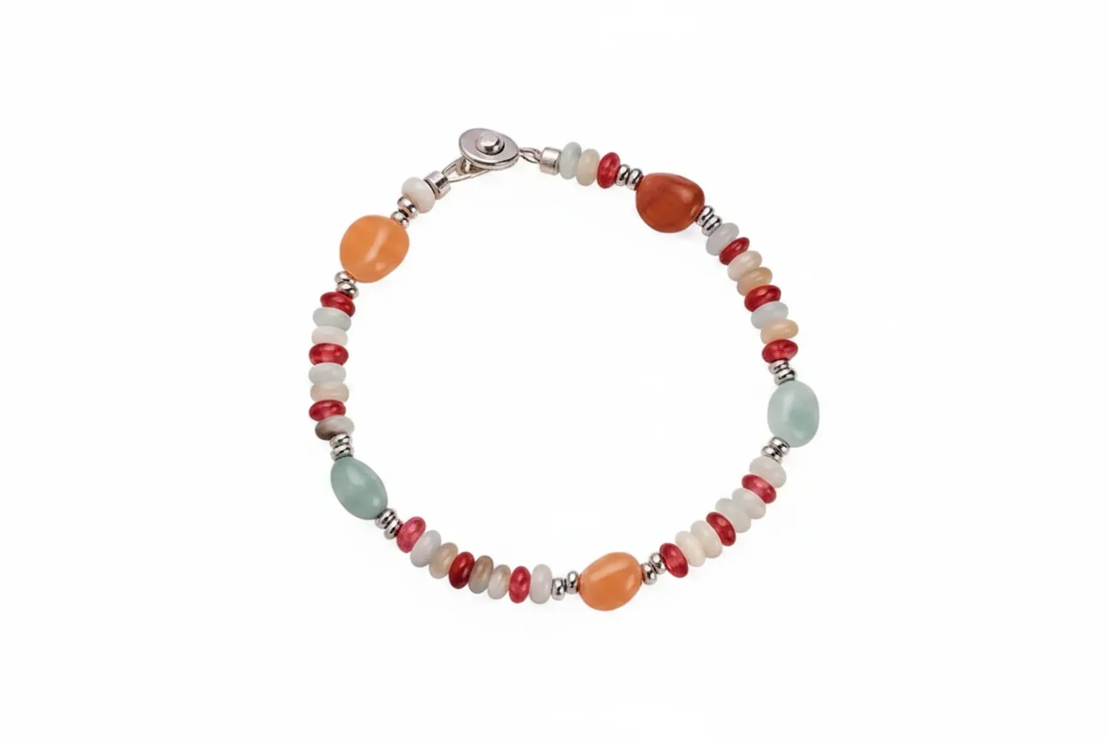Colorful Natural Stone Snap Necklace & Bracelet
