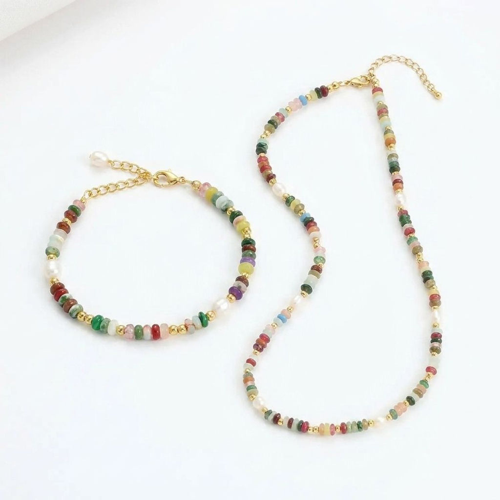 Confetti Tourmaline & Freshwater Pearl Hand-Knotted Strand - Necklace or Bracelet