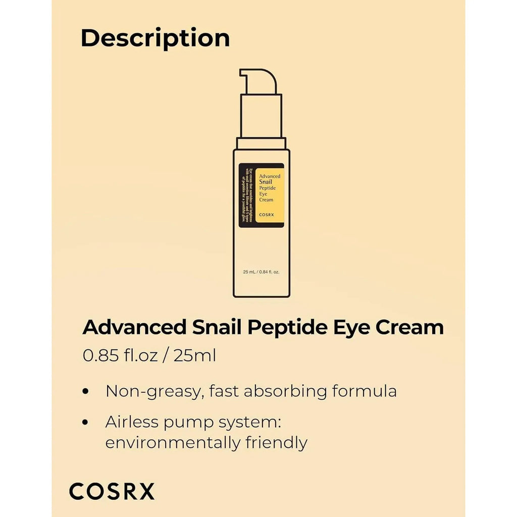 Cosrx — Cosrx Advanced Snail Peptide Eye Cream 25ml - Korean Skin Care
