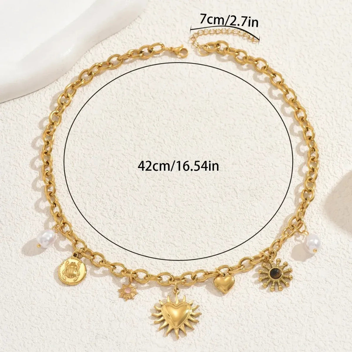 Cross-border European American Women Pendant Necklace, Niche Heart Shape Inlaid Faux Pearl & Rhinestone Design, Premium Versatile Daily Neck Jewelry For Ladies