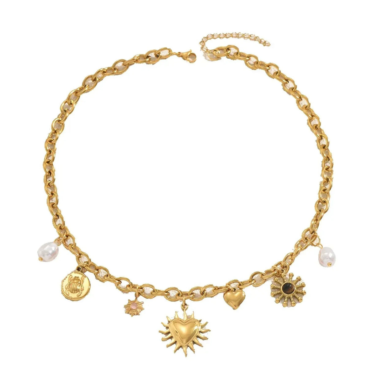 Cross-border European American Women Pendant Necklace, Niche Heart Shape Inlaid Faux Pearl & Rhinestone Design, Premium Versatile Daily Neck Jewelry For Ladies