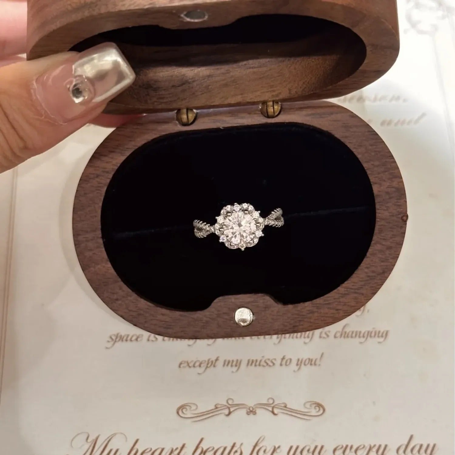 Crossed Lace Rhinestone Adjustable Open Ring