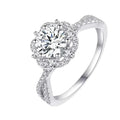 Crossed Lace Rhinestone Adjustable Open Ring
