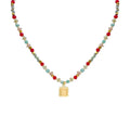 Crystal Bead Cat-Eye Stone Pendant Necklace