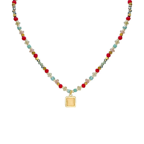 Crystal Bead Cat-Eye Stone Pendant Necklace