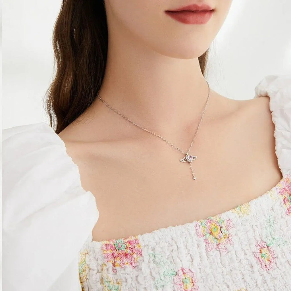 Cupid Heart Angel Pendant Clavicle Necklace