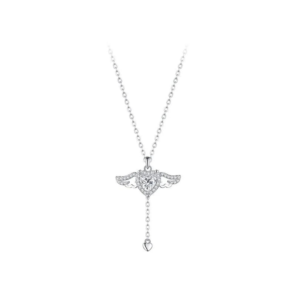 Cupid Heart Angel Pendant Clavicle Necklace