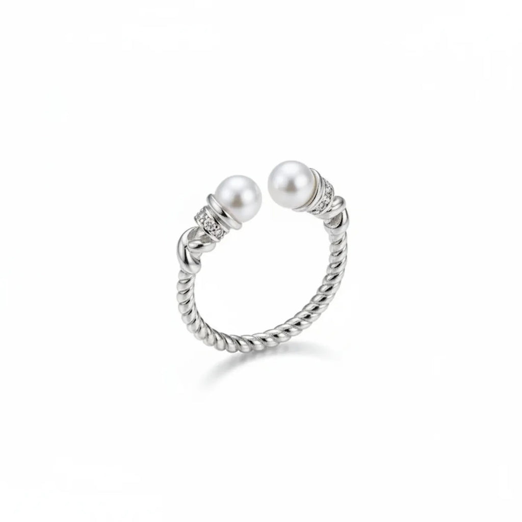 Curly Pearl Wide Open Ring — Light Luxury Autumn Style