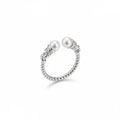 Curly Pearl Wide Open Ring — Light Luxury Autumn Style