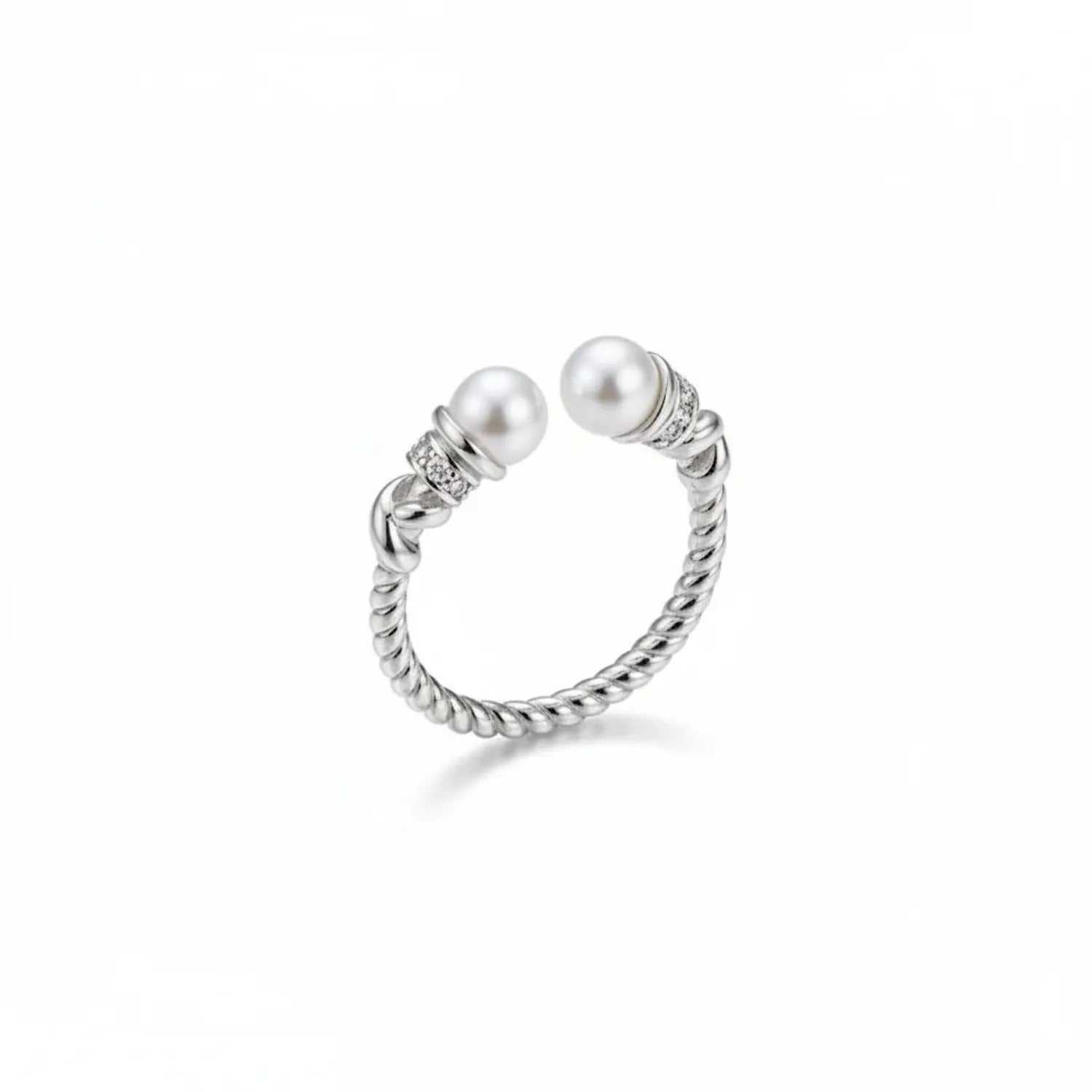 Curly Pearl Wide Open Ring — Light Luxury Autumn Style