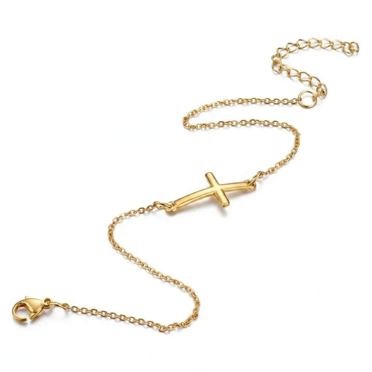 Dainty Stainless Steel Medallion & Cross Charm Bracelet