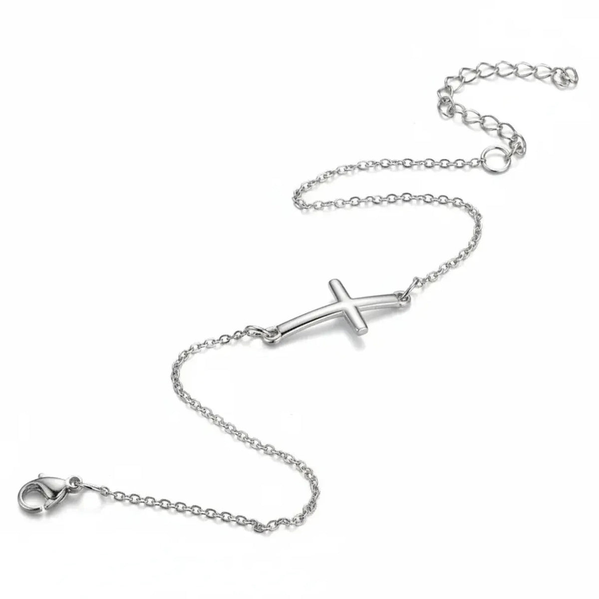 Dainty Stainless Steel Medallion & Cross Charm Bracelet