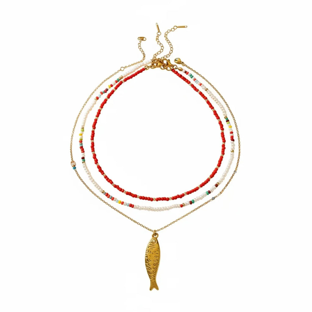 Dopamine Fish & Acrylic Bead Clavicle Necklace