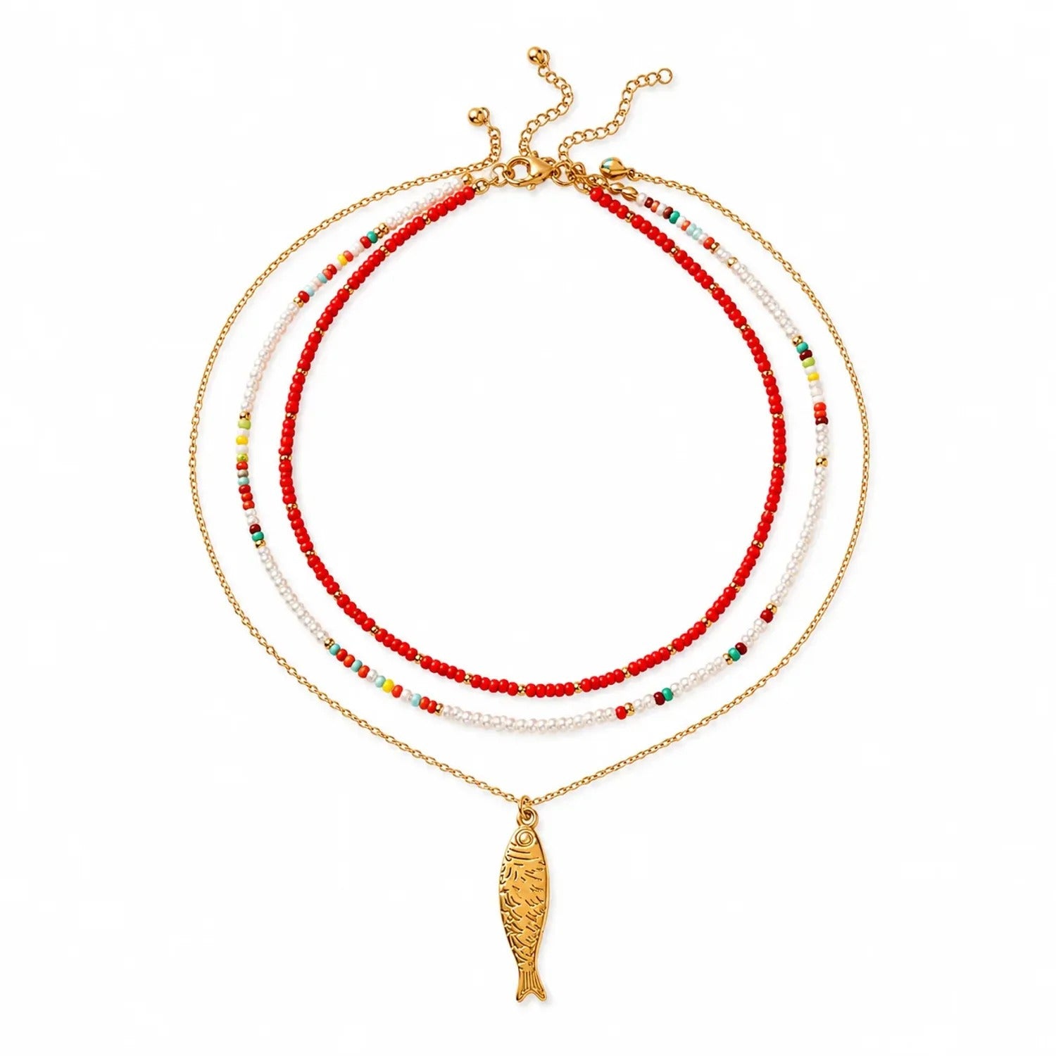 Dopamine Fish & Acrylic Bead Clavicle Necklace