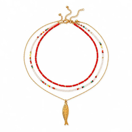 Dopamine Fish & Acrylic Bead Clavicle Necklace